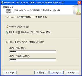 画面 11　SQLServer認証の設定